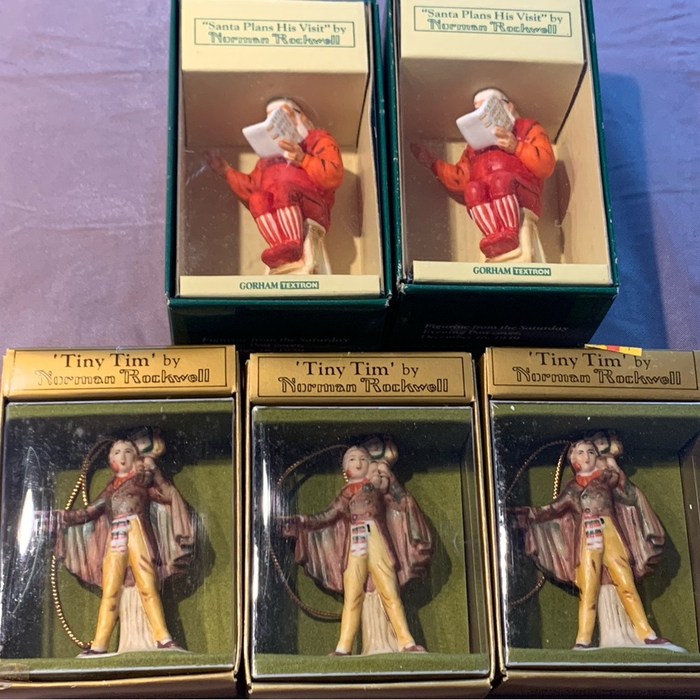 Bundle/Norman Rockwell Santa and Tiny Tim Christmas ornaments